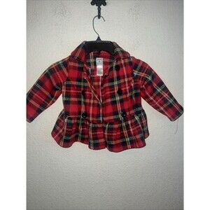 Mack & Co Front Ruffle Coat Red Plaid Double Breasted Jacket Holiday 2t